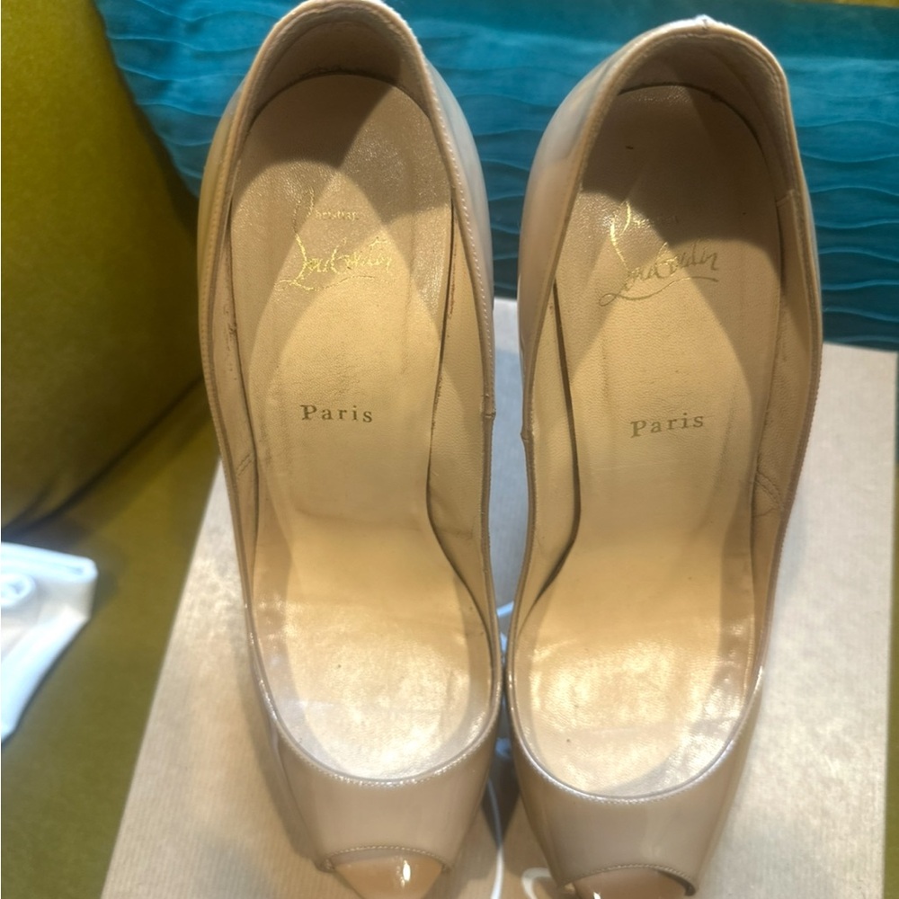 Christian Louboutin Nude Peep-Toe Heels